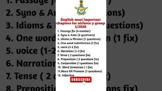 Airforce agniveer x and y group english syllabus 1/2026 #shorts