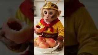 T&ocirc;n ngộ kh&ocirc;ng baby ăn đ&agrave;o ti&ecirc;n #funny #monkey