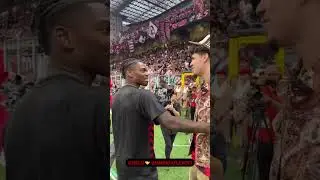 Melo meets Rafael Le&atilde;o at the San Siro last night 🤝🏼🏄🏻&zwj;♂️ #drip #acmilan #fashion #shorts