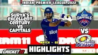 Delhi Capitals Vs Mumbai Indians | Match - 02 Highlights | IPL 2022 | Cricket22 Gameplay