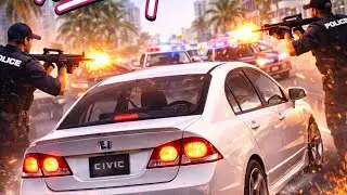 GTA Vice City | City Mood Civic Car Driving 🚗🔥 Police Gun Firing Action#foryou#viral#video