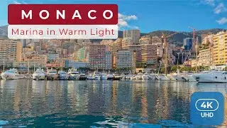 🇲🇨 Monaco Marina in Warm Light | Relaxing Walk Among Luxury Yachts 4K