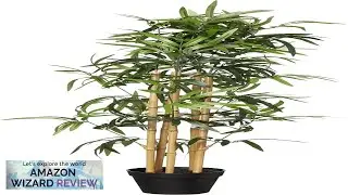 Amazon Basics Artificial Fake Bamboo Plant with Plastic Planter Pot 39.4