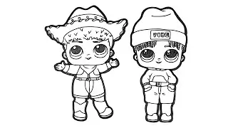 How to Draw LOL Boy Doll DO-SI-DUDE and SUNNY | Drawing and Coloring for Kids LOL Surprise Dolls