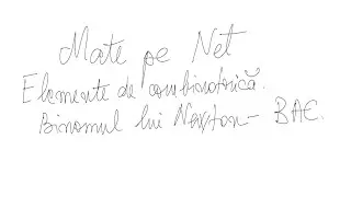 Elemente de Combinatorica Binomul lui Newton BAC