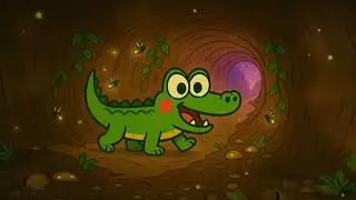 The moon starting story while crocodile sleepy