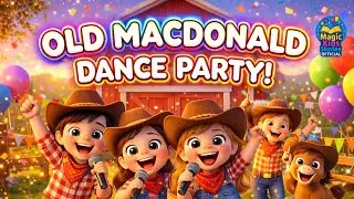 OLD MACDONALD DANCE PARTY! 🎶🐮 | FUNNY COWBOY KIDS SINGING WITH CUTE FARM ANIMALS 🐷🦆🐴