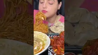 Indian Street Food Mukbang #streetfood #chickenlollipop #noodles #asmreating