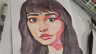 Watercolor Potrait ✨️ Time-lapse video ✨️Soft Shadows & Bold Lines | Watercolor Face Art ✨️