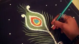 Art love series # peacock feather # cotton buds painting