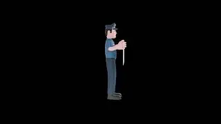3D Cartoon Police Officer Turntable | Happy Cop with Blank Board