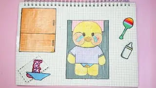 Paper DIY Baby Duck Sitting: Feeding, Diaper Change & Dress Up ASMR