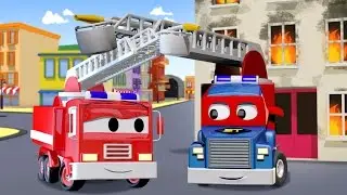Carl o Super Caminhão e Caminhão de Bombeiros na Cidade do Carro | Desenho animado para crianças