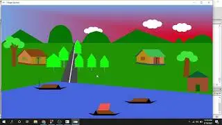 OpenGL Demo Project- Computer Graphics 2D Village Scenario using C++|| Code::Blocks