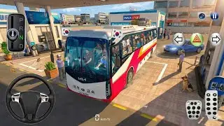 New Kia Express Coach Bus parking in Gas station&ndash;3d driving Class simulator 2026&ndash;Real bus driving