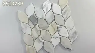 Calacatta Gold Marble Leaf Shape Medi Mosaic Tile Polished (SKU: G9102XP) - Italian Stone