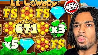 I HIT THE HIDDEN 5 SCATTER BONUS ON LE COWBOY! (huge)