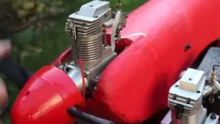 Starting and running a Laser 45 (?) four stroke engine.