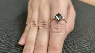 Galaxy Raw Salt and Pepper Diamond Ring- Kite Cut Diamond Engagement Unique Bridal Geometric Ring