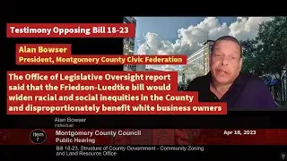 Testimony of Alan Bowser: Oppose18-23 and Fund the Office of the People's Counsel