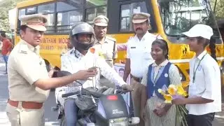 NATIONAL ROAD SAFETY MONTH: ADILABAD POLICE AND RTO DEPARTMENT HONOUR HELMET, SEAT BELT DRIVERS