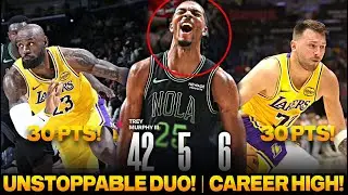 Unstoppable‼️ LeBron & Luka COMBINE for 60 pts‼️ #lebronjames #lucadoncic #lakers #nba