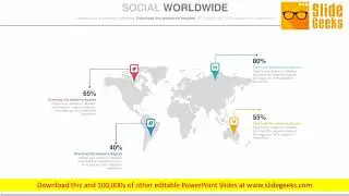 World Map With Social Media Icons Powerpoint Slides