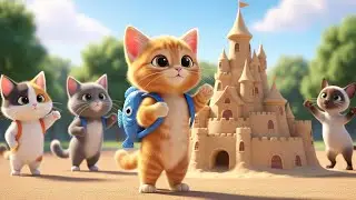 Brave Kitten's School Adventure! 🐱 The Giant Sandcastle Story for Kids