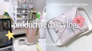productive days 🐰 🎧 balancing academics and a small stationery business + mini haul!