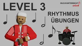 Rhythmusübungen Level 3 Achtel-, Viertel-, halbe und ganze Noten - Gehörbildung Lektion 2