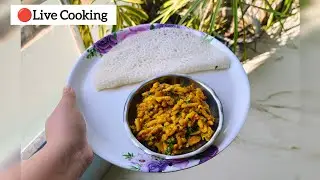 🔴Live Cooking - Monday Lunch.. Shev bhaji with Rice Chilla/Ghavne #live #livecooking 