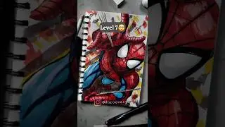 Drawing Spider man in different level 😱 #shorts