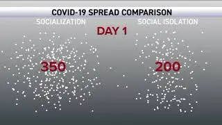 Visualizing the difference social distancing can make on COVID-19 spread