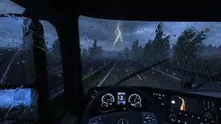 4K Heavy Rain Highway Drive &ndash; Ultra Realistic ETS 2 | Rain Sounds for Deep Sleep