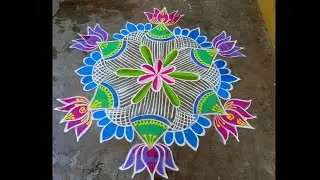 Margazhi maadha kolam, simple flower kolam design , muggulu flower design 