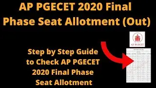 AP PGECET 2020 Final Phase Seat Allotment (Out) - Check AP PGECET 2020 Final Phase Seat Allotment