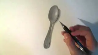 Drawing timelapse: hyperrealistic 3D spoon