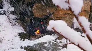 Solo Winter Camping Building Stone. Ready For The Extreme Weather Storm #OutdoorCook #AmsrCook #Camp
