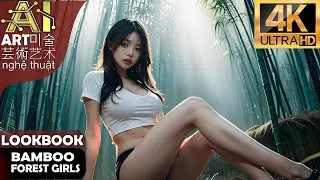 [4K]  Bamboo Beauty: Girls Find Style Amongst Nature - AI Art Lookbook