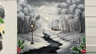 How To Paint A Cozy Winter Cabin