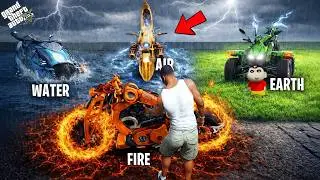 GTA 5 : Franklin And Shinchan Found Super Elemental (Earth,Water,Fire,Air) Bikes😱 In GTA 5 Telugu