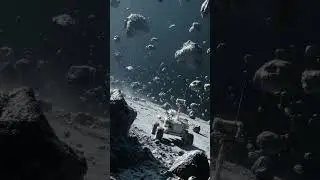 Rover on Asteroid with floating rocks - #space #scifi #cosmicexploration #aivideo