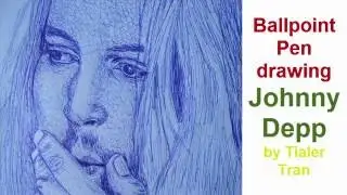 How to draw Johnny Depp  with Ballpoint Pen scribbling technique