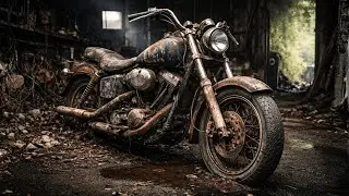 ASMR Motorcycle Restoration  Abandoned 1979 Matte Black Harley Davidson Shovelhead Full Rebuild to B