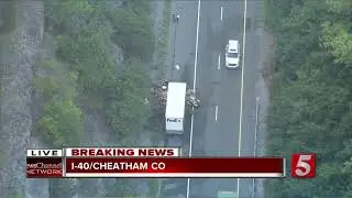FedEx truck catches fire on I-40 in Cheatham County