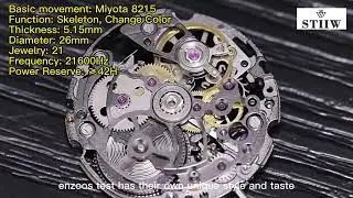 Modified Miyota 8215 Movement- Change Skeleton & Color