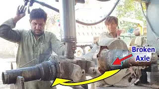 Due to Overloading Broken Rear Wheel Axle Straightening and Repairing in Local Workshop