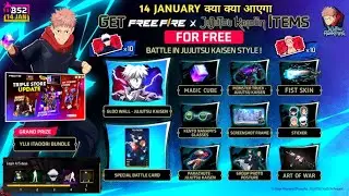 14 January Kya Kya Aayega 🤯 Triple Store Update | OB52 Free Rewards Free Fire | Jujutsu Kaisen Event
