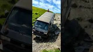 VW Syncro on Nant-y-Moch rock steps green lane Aberystwyth