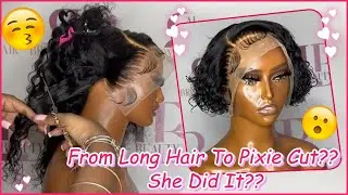 Ohhh😂 Long Hair Transfrom Into Super Short Pixie Cut? Hair Tutorial | Lace Wig Restyle #Elfinhair